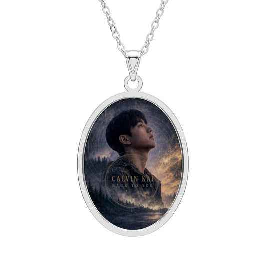 Calvin Kai "Back to you" "Navigate Home" Oval Pendant Necklace